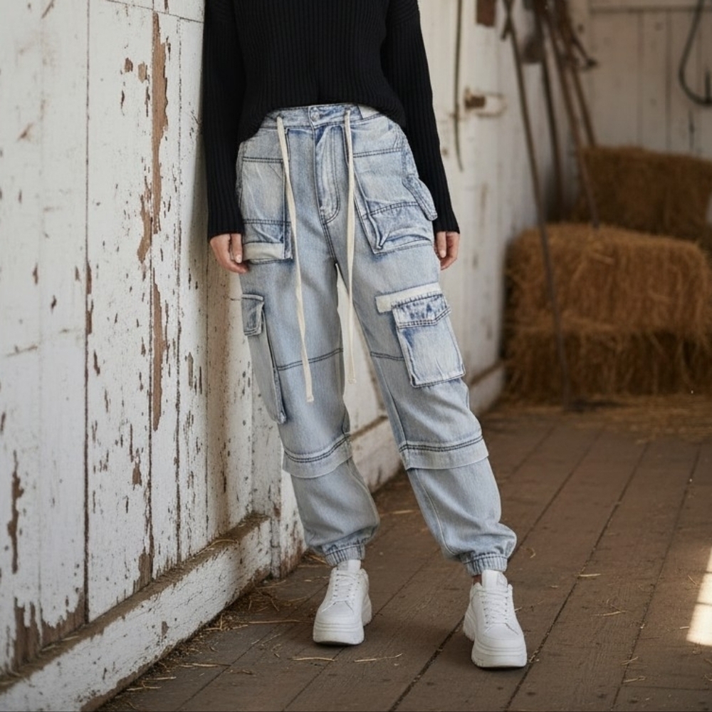 Stylish Light Blue Cargo Jeans 🌺 NEW !!
